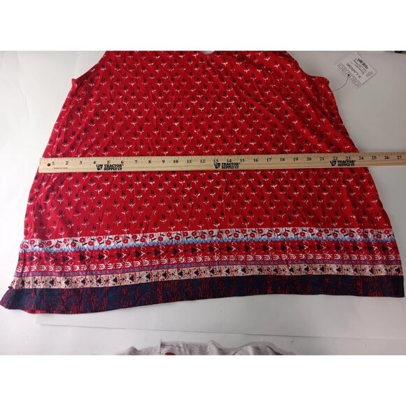 Liz Claiborne Women Blouse Red Floral Sleeveless Pullover Poolside Party XL NWT - Picture 7 of 8